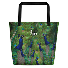 Load image into Gallery viewer, Tennis Bag - Tennis Theme Tote Bag - Peacock Tote Bag
