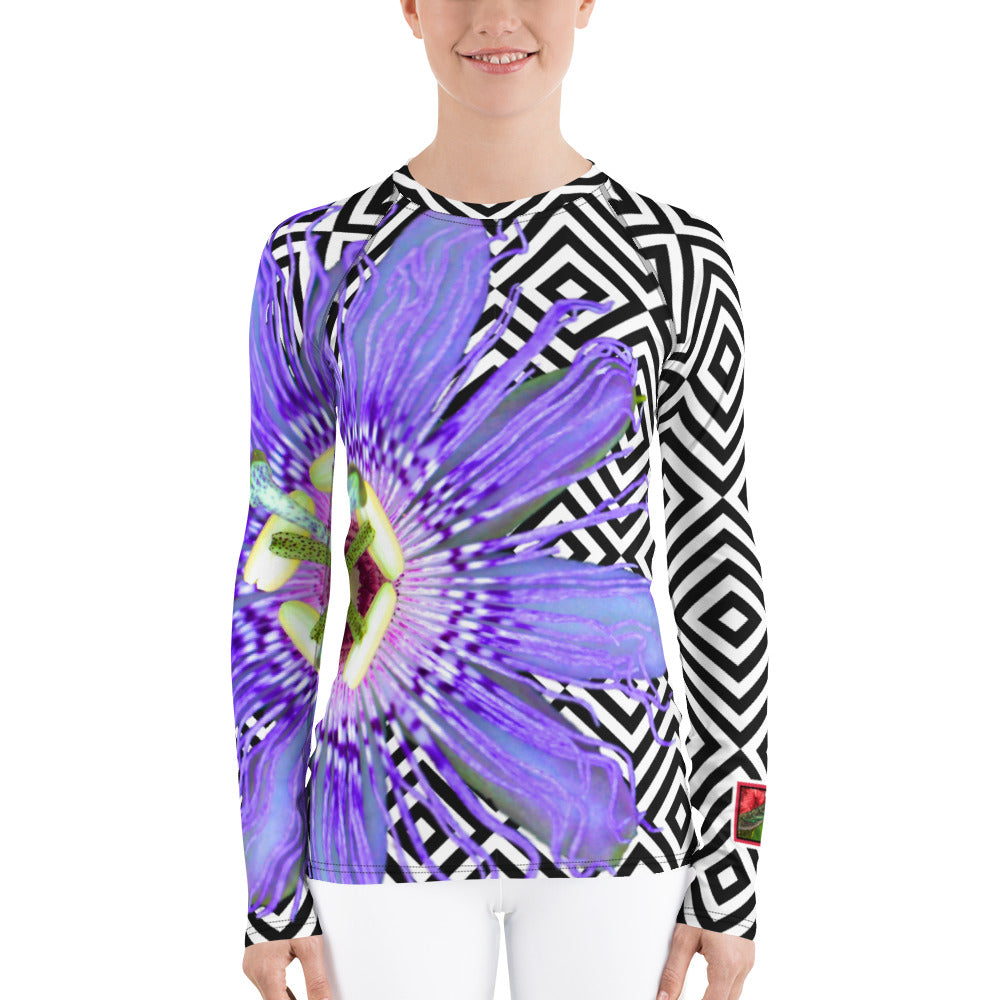 Purple Passion Flower - Passion Flower Floral Shirt - Purple Floral UPF Shirt