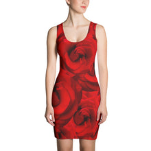 Load image into Gallery viewer, Fitted Tank Dress - Roses on the Front and Peacock on the Back