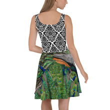 Load image into Gallery viewer, Skater Dress - Peacock and Elegant Black and White Design