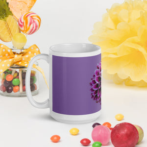 White glossy mug- Dahlia